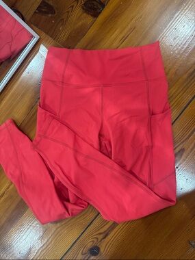 Fabletics Red High-Waist Pocket Leggings